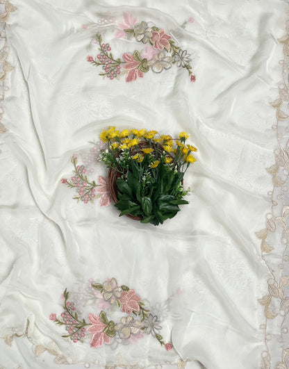 Organza Cream Suit Fabric/ CKC Partywear Collection