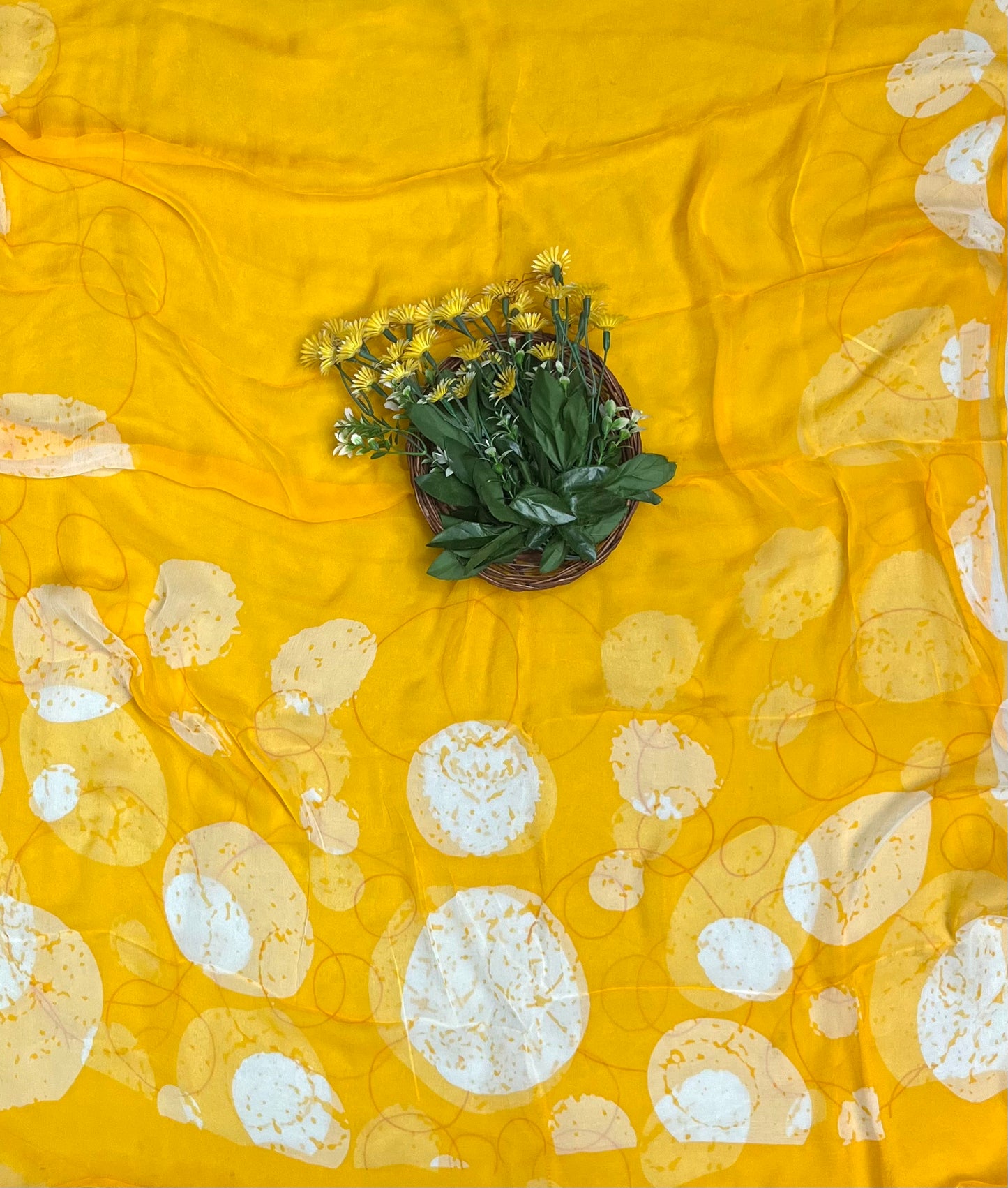 Ckc 304 Georgette Polka Yellow Suit Fabric/ CKC Polka Story