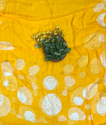 Ckc 304 Georgette Polka Yellow Suit Fabric/ CKC Polka Story