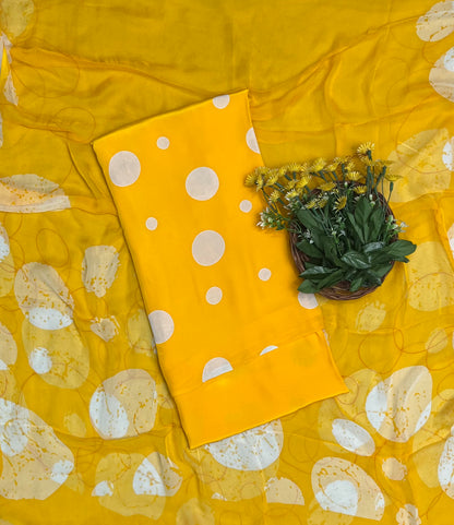 Ckc 304 Georgette Polka Yellow Suit Fabric/ CKC Polka Story