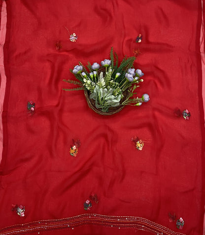 554B Tassar Cotton Red Suit Fabric/ CKC Tassar Suits