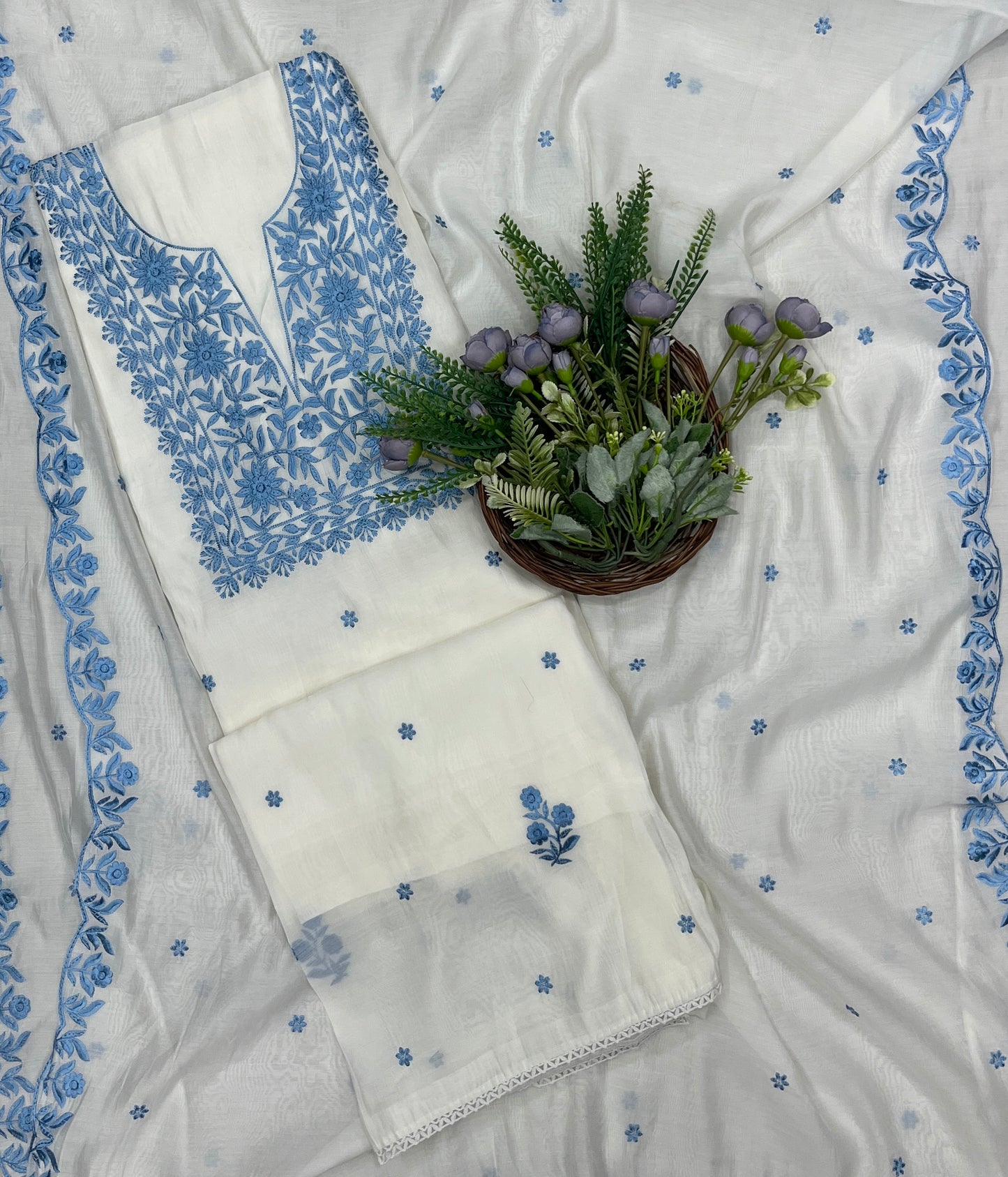 542B Mul Cotton Off White Suit Fabric/ CKC Mul Cotton
