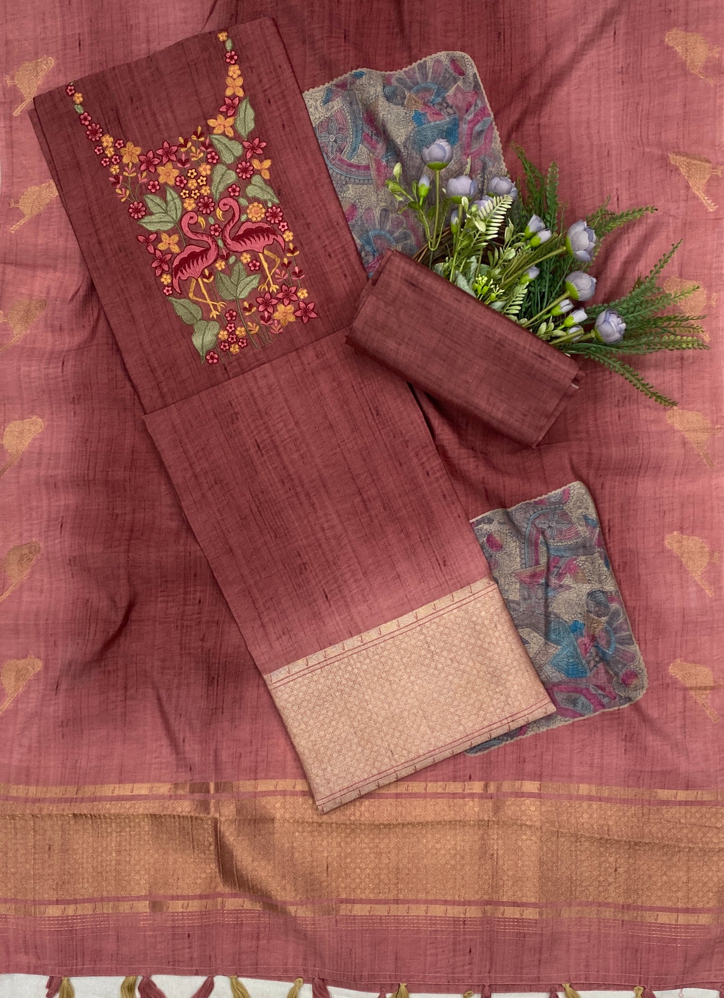 666B Tassar Cotton Onion Pink Suit Fabric/ CKC Tassar Suits