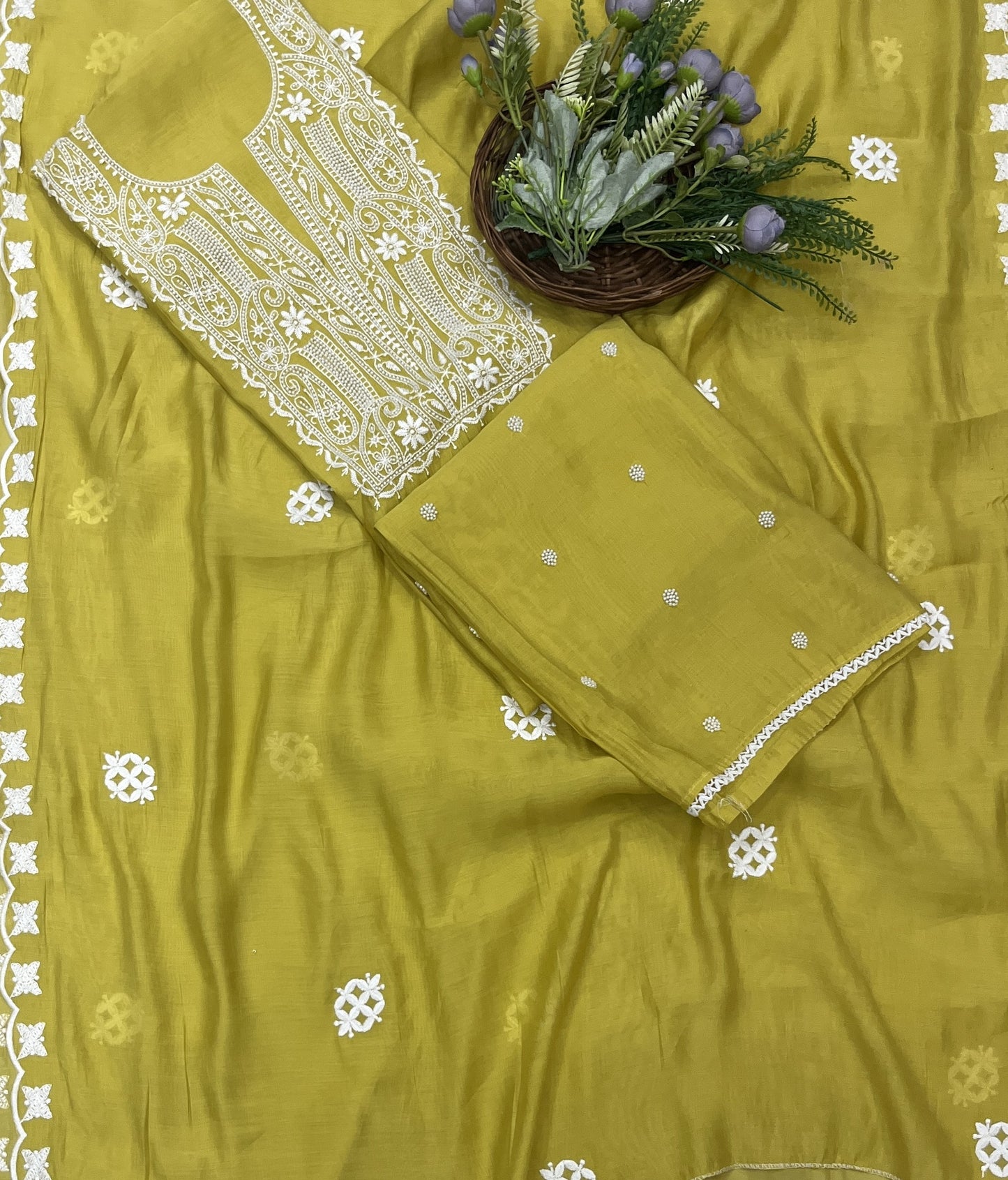 544B Mul Cotton Lemon Suit Fabric/ CKC Mul Cotton