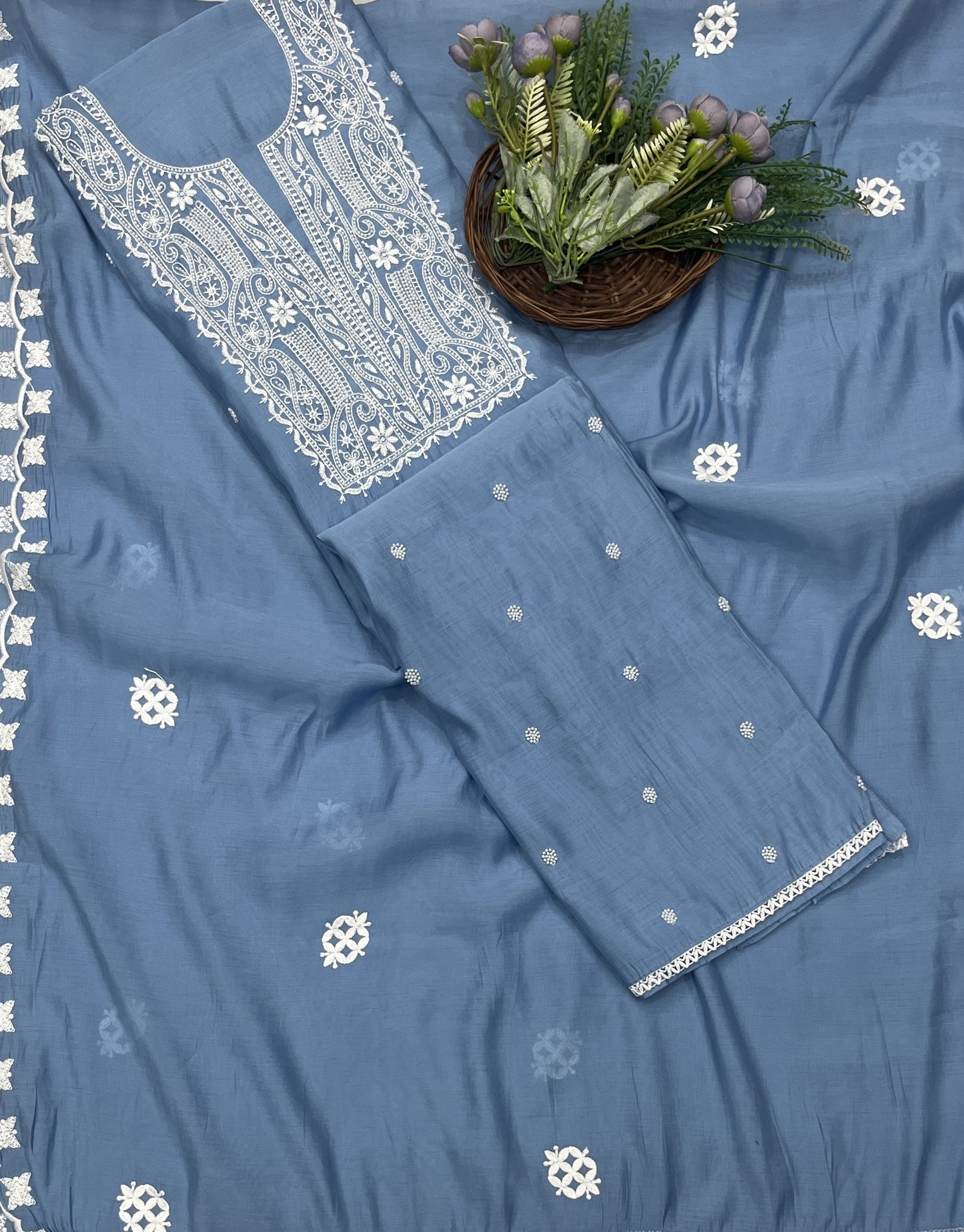 545B Mul Cotton Dark Ice Blue Suit Fabric/ CKC Mul Cotton