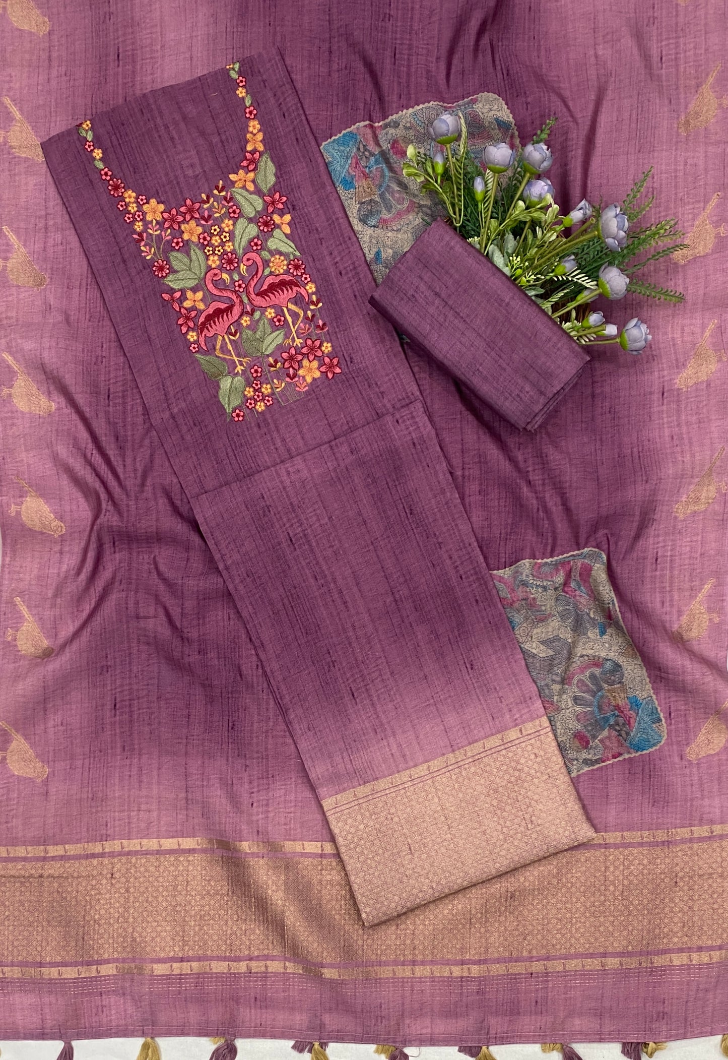 667B Tassar Cotton Purple Suit Fabric/ CKC Tassar Suits