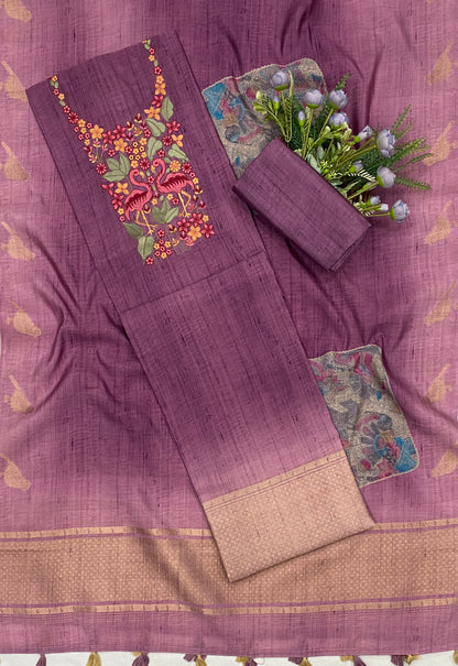 667B Tassar Cotton Purple Suit Fabric/ CKC Tassar Suits