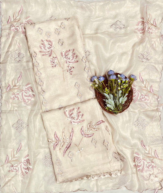 Shimmer Organza Off White Suit Fabric/ CKC Partywear Collection