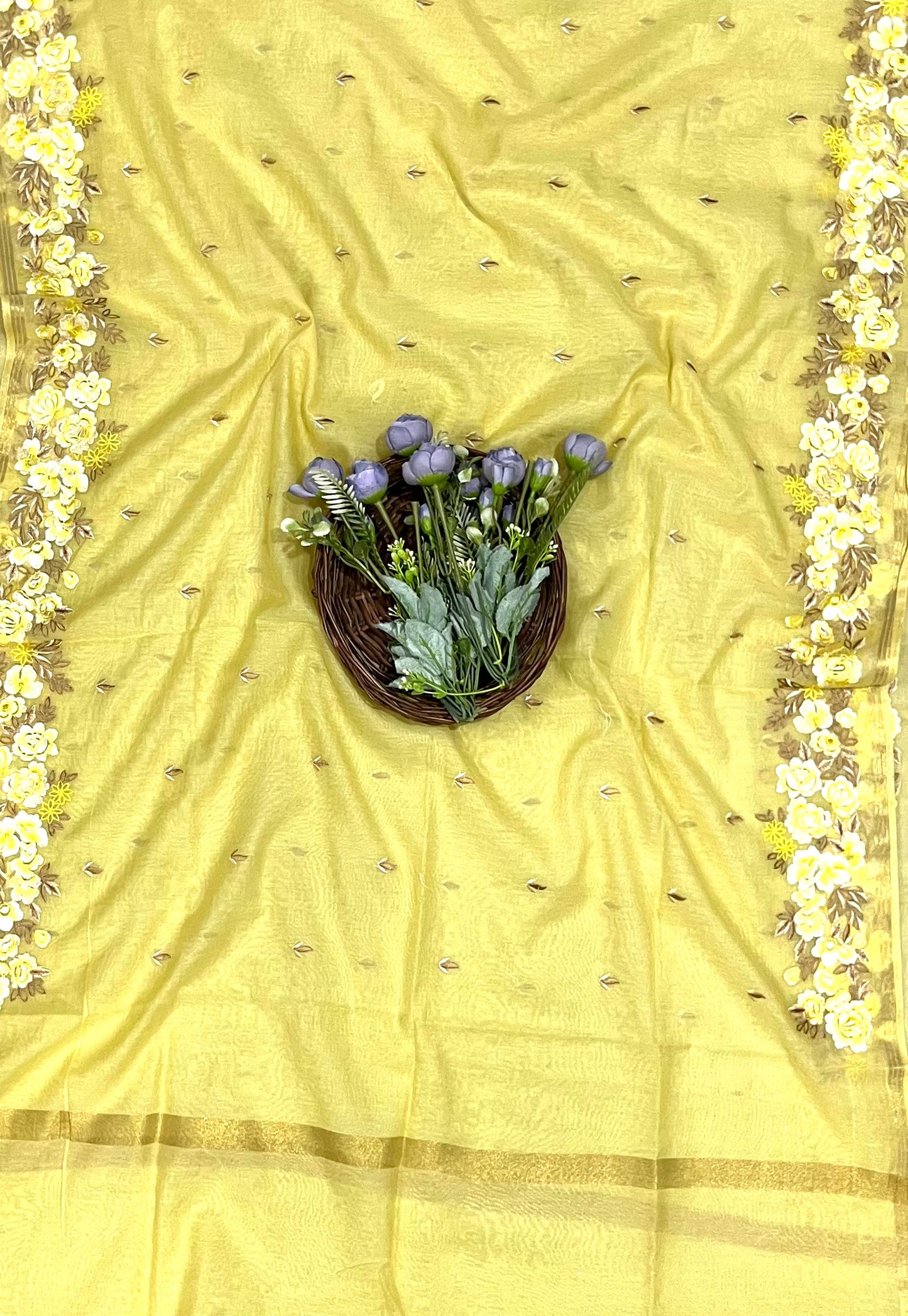982A Mul Cotton Lemon Suit Fabric/ CKC Mul Cotton
