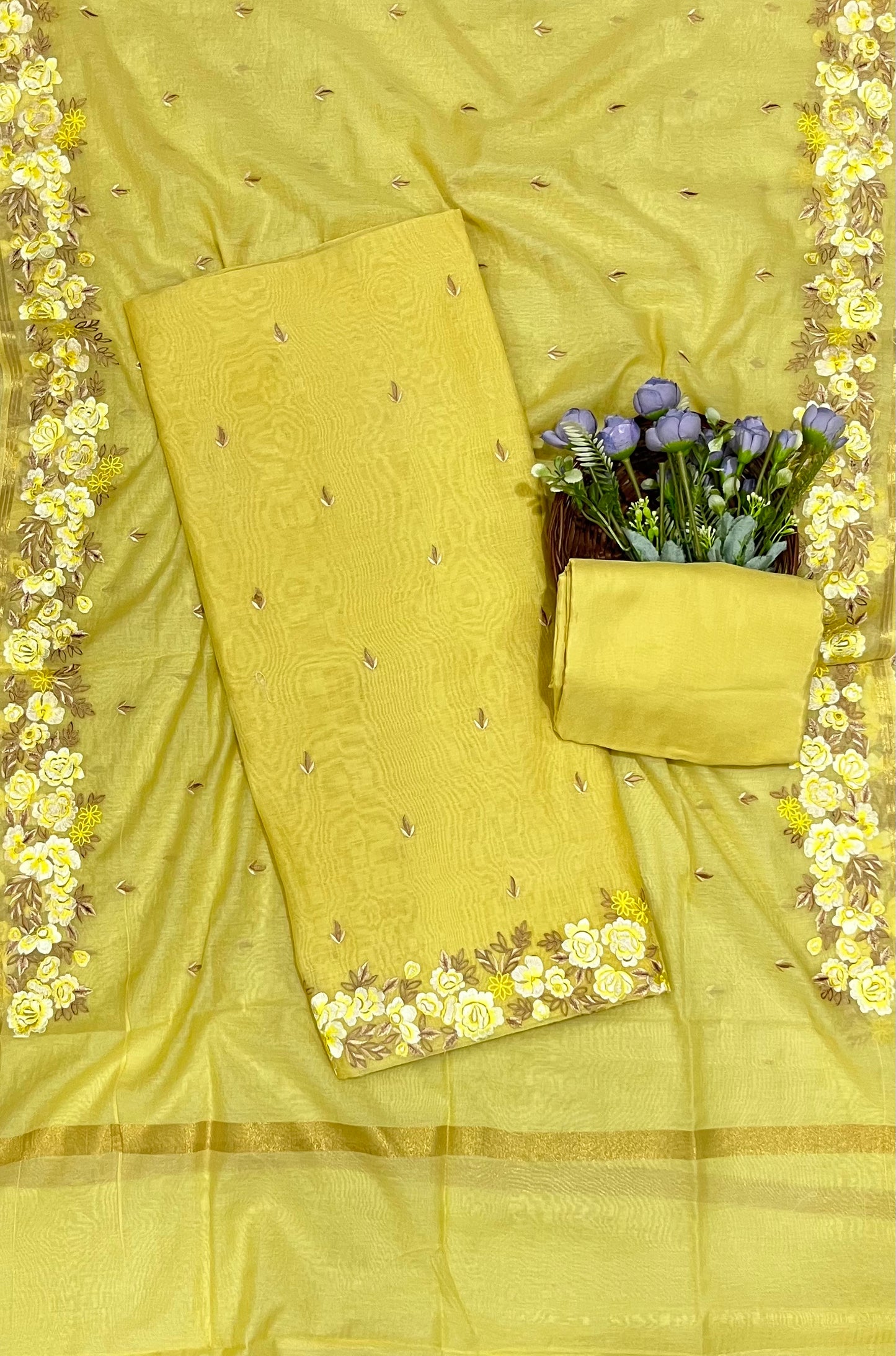982A Mul Cotton Lemon Suit Fabric/ CKC Mul Cotton