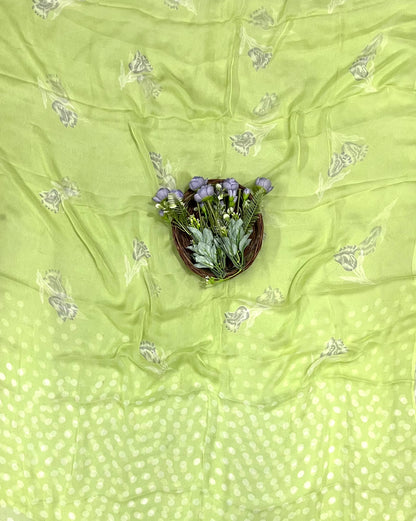 652A Georgette Polka Dot Light Green Suit Fabric / CKC Polka Story