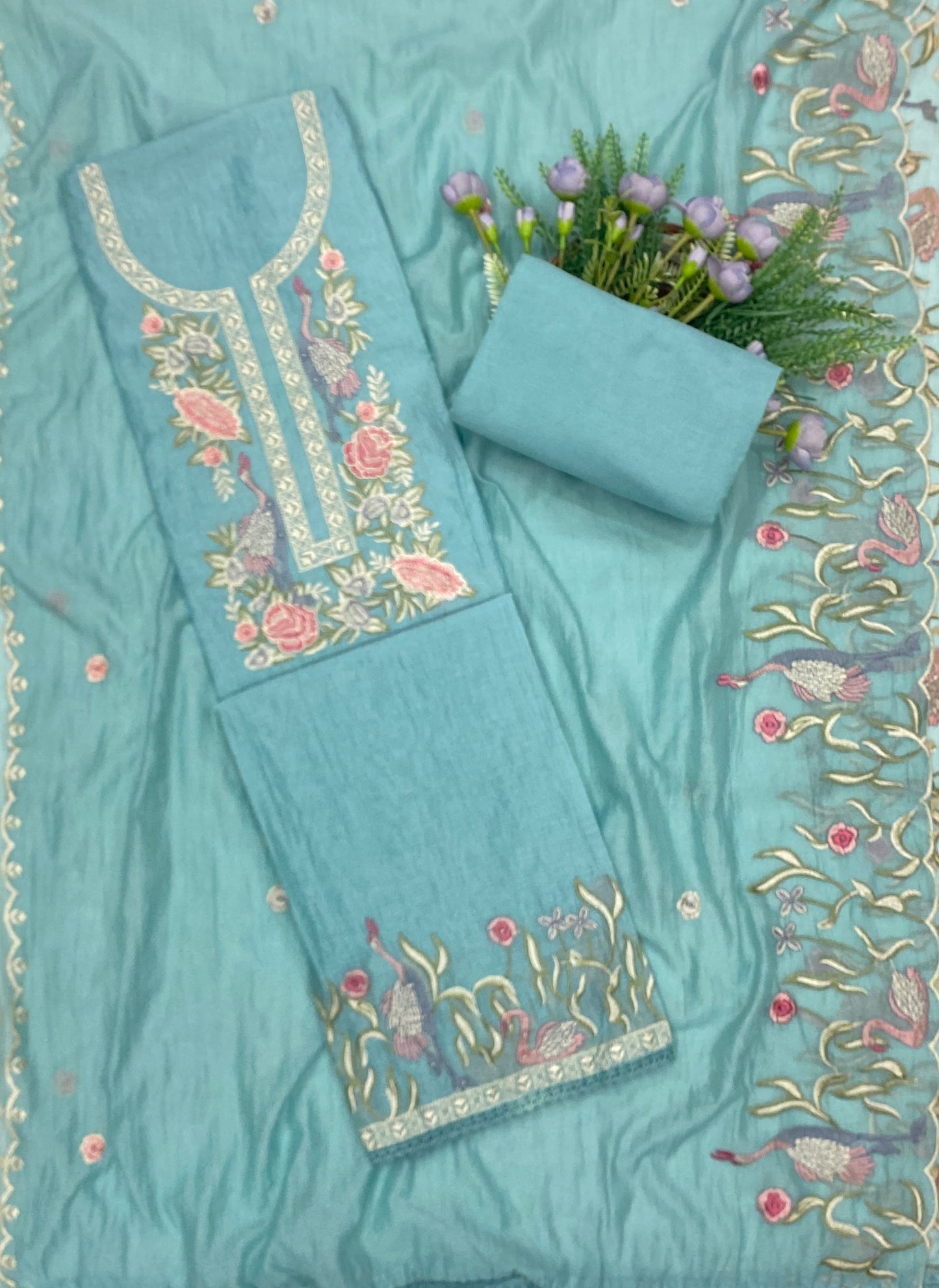 736B Mul Cotton Sea Green Suit Fabric/ CKC Mul Cotton