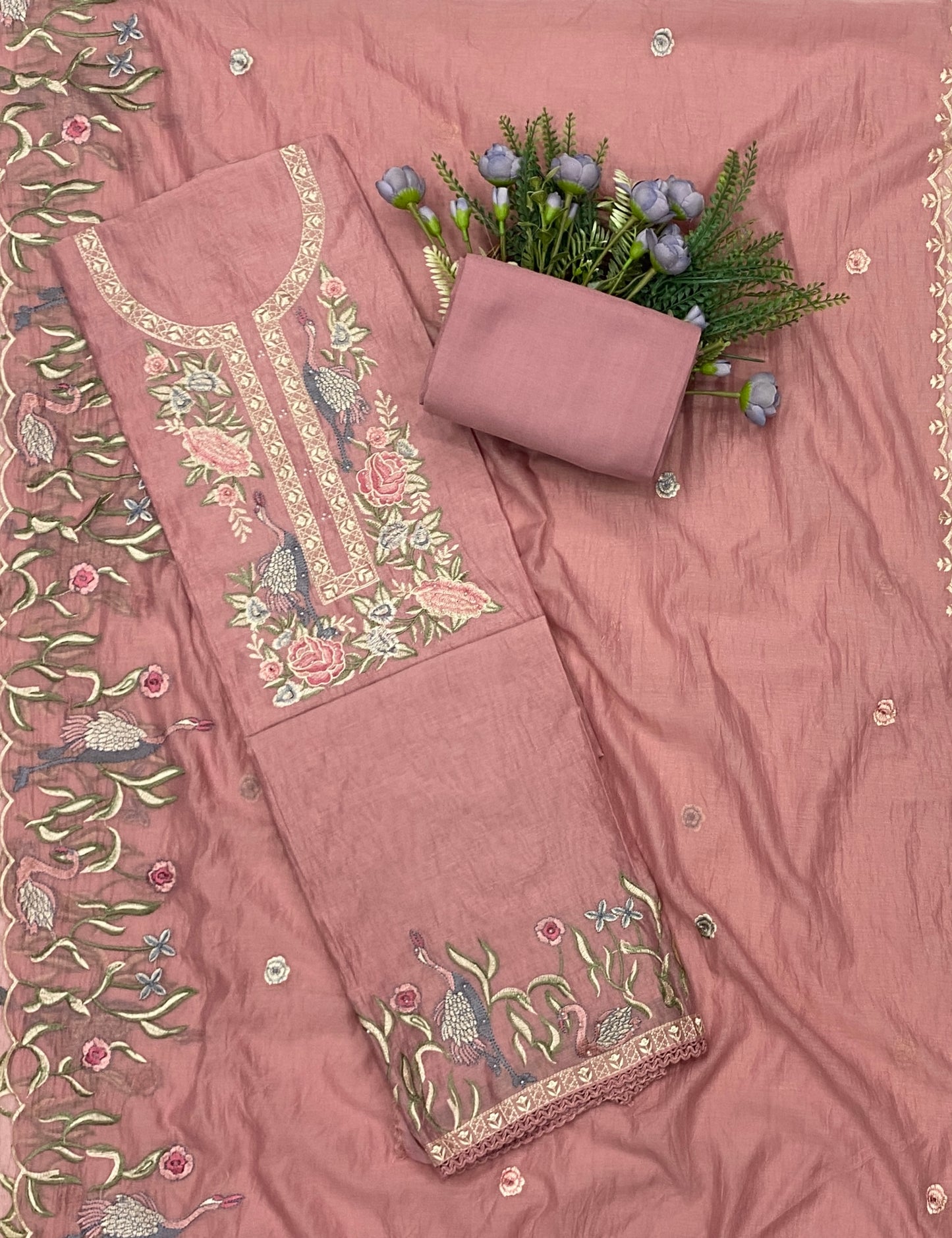 735B Mul Cotton Dusty Rose Suit Fabric/ CKC Mul Cotton