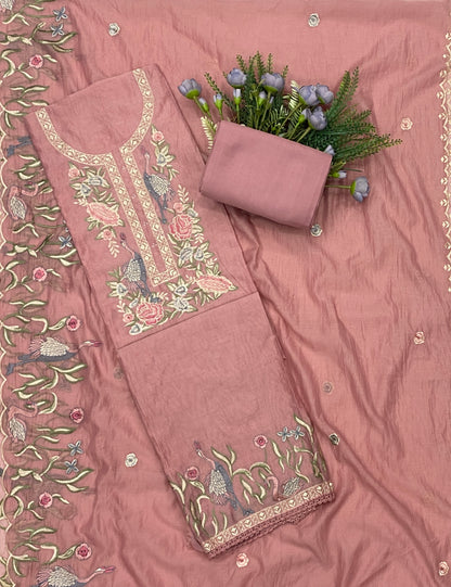 735B Mul Cotton Dusty Rose Suit Fabric/ CKC Mul Cotton