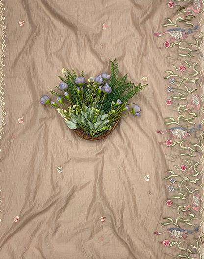 733B Mul Cotton Beige Suit Fabric/ CKC Mul Cotton
