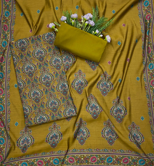690B Maheshwari Mustard Suit Fabric / CKC Maheshwari Suits