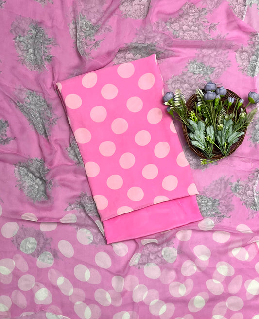 Ckc 299 Georgette Polka Dot Light Pink Suit Fabric / CKC Polka Story