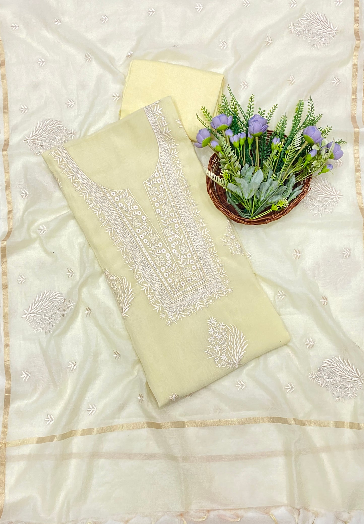 697B Mul Cotton Lemon Color Suit Fabric / CKC Mul Cotton