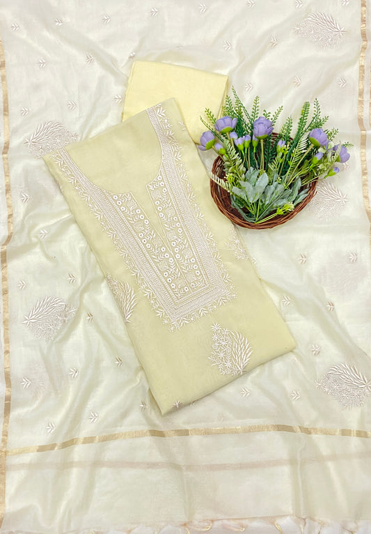 697B Mul Cotton Lemon Color Suit Fabric / CKC Mul Cotton