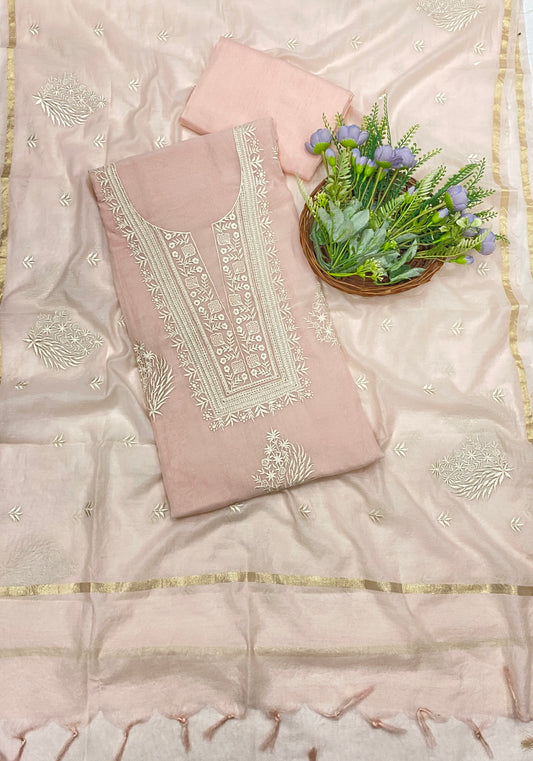 699B Mul Cotton Light Peach Color Suit Fabric / CKC Mul Cotton