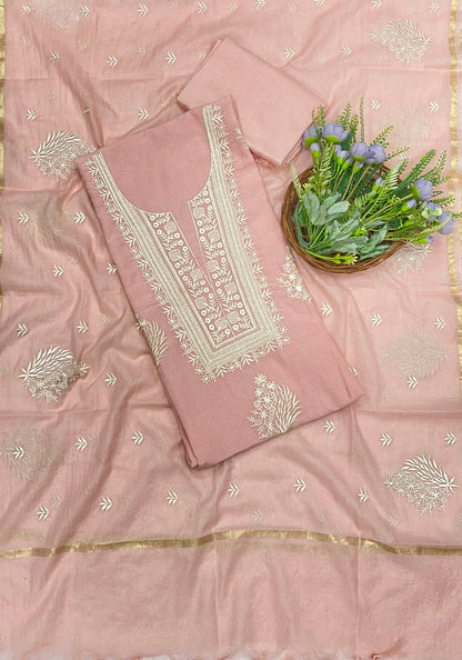 700B Mul Cotton Peach Color Suit Fabric / CKC Mul Cotton