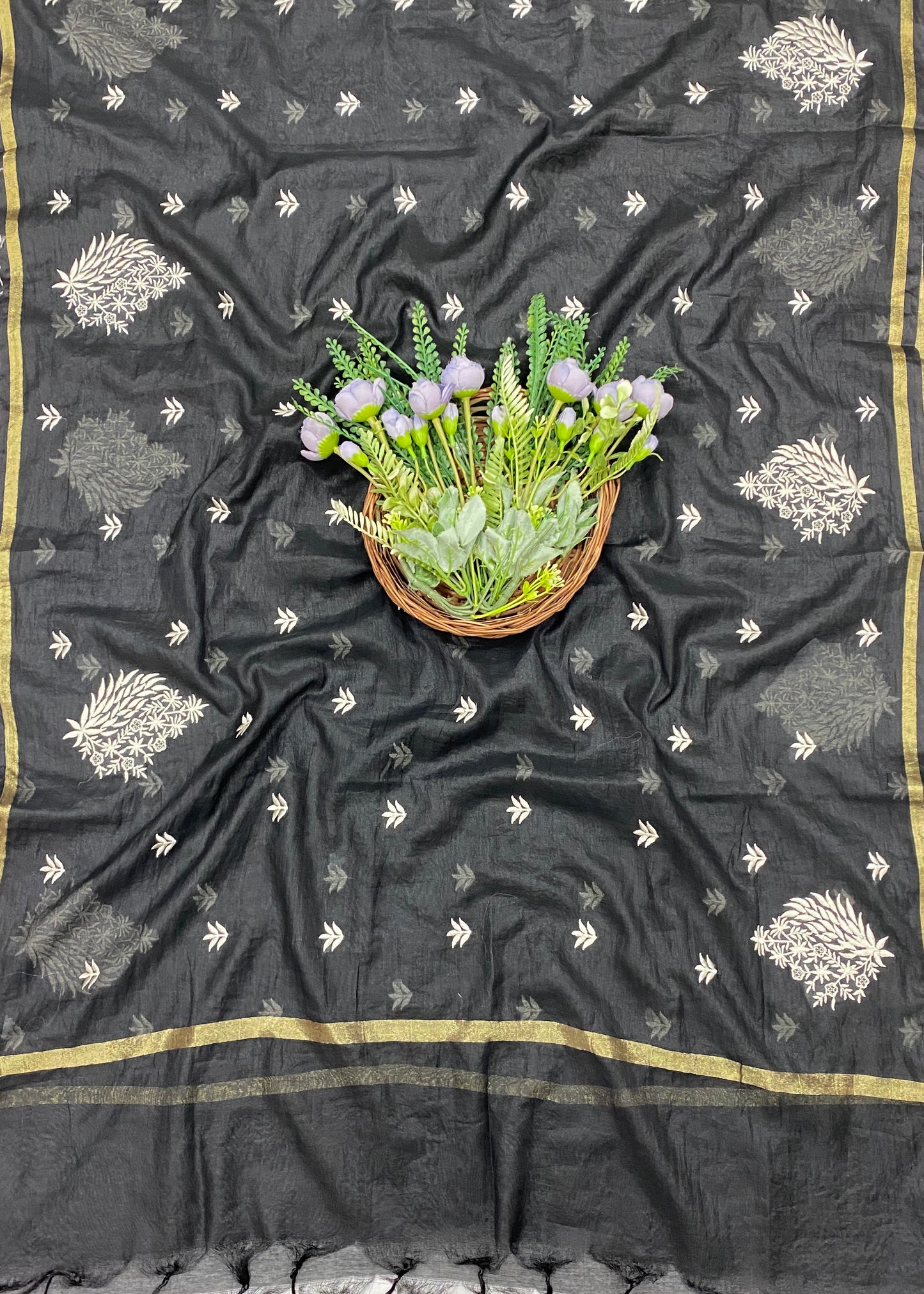 703B Mul Cotton Black Color Suit Fabric / CKC Mul Cotton