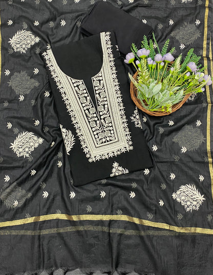 703B Mul Cotton Black Color Suit Fabric / CKC Mul Cotton