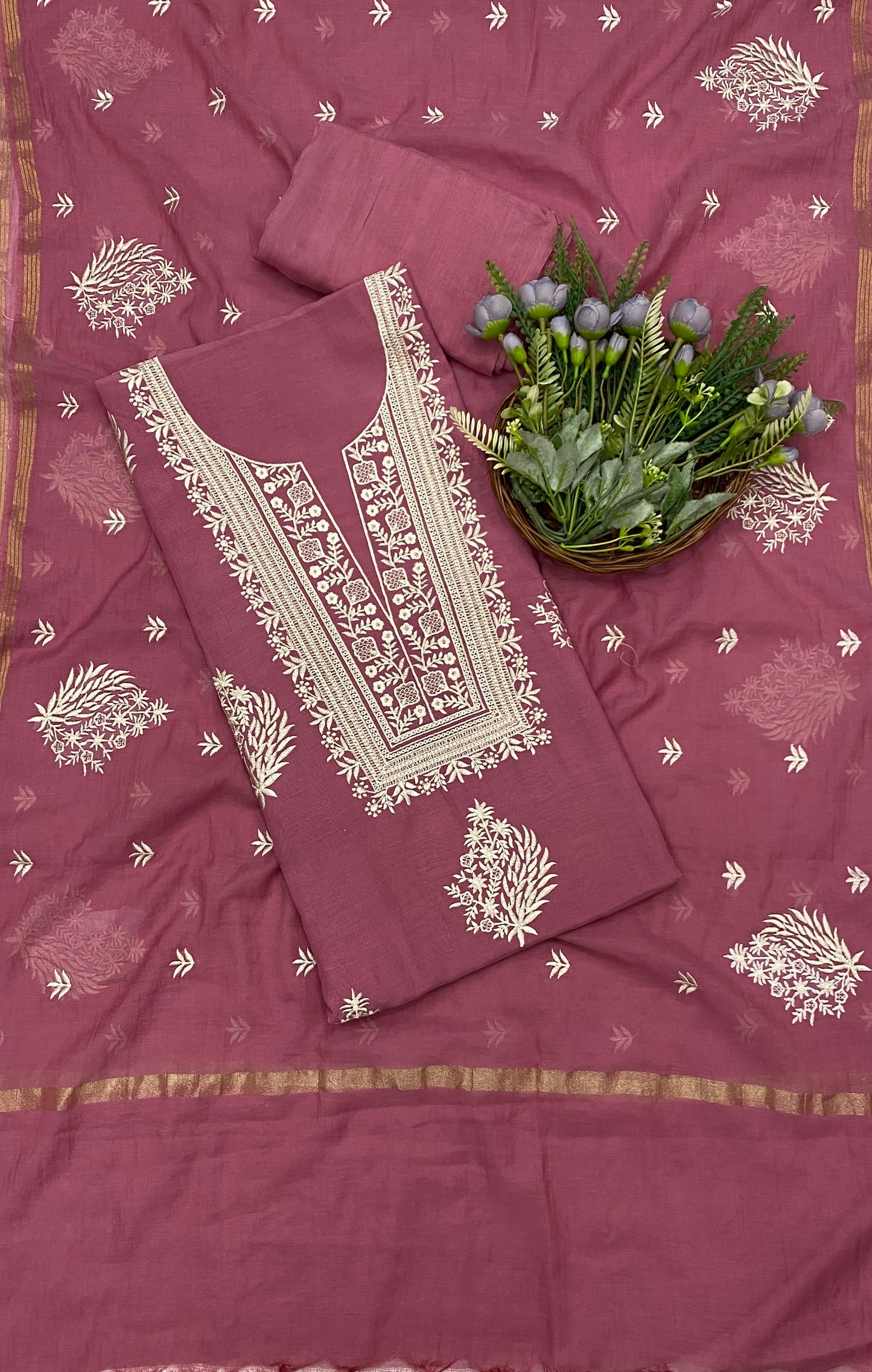 701B Mul Cotton Dusty Pink Color Suit Fabric / CKC Mul Cotton