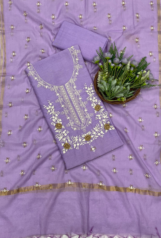 704B Mul Cotton lavender Color Suit Fabric / CKC Mul Cotton
