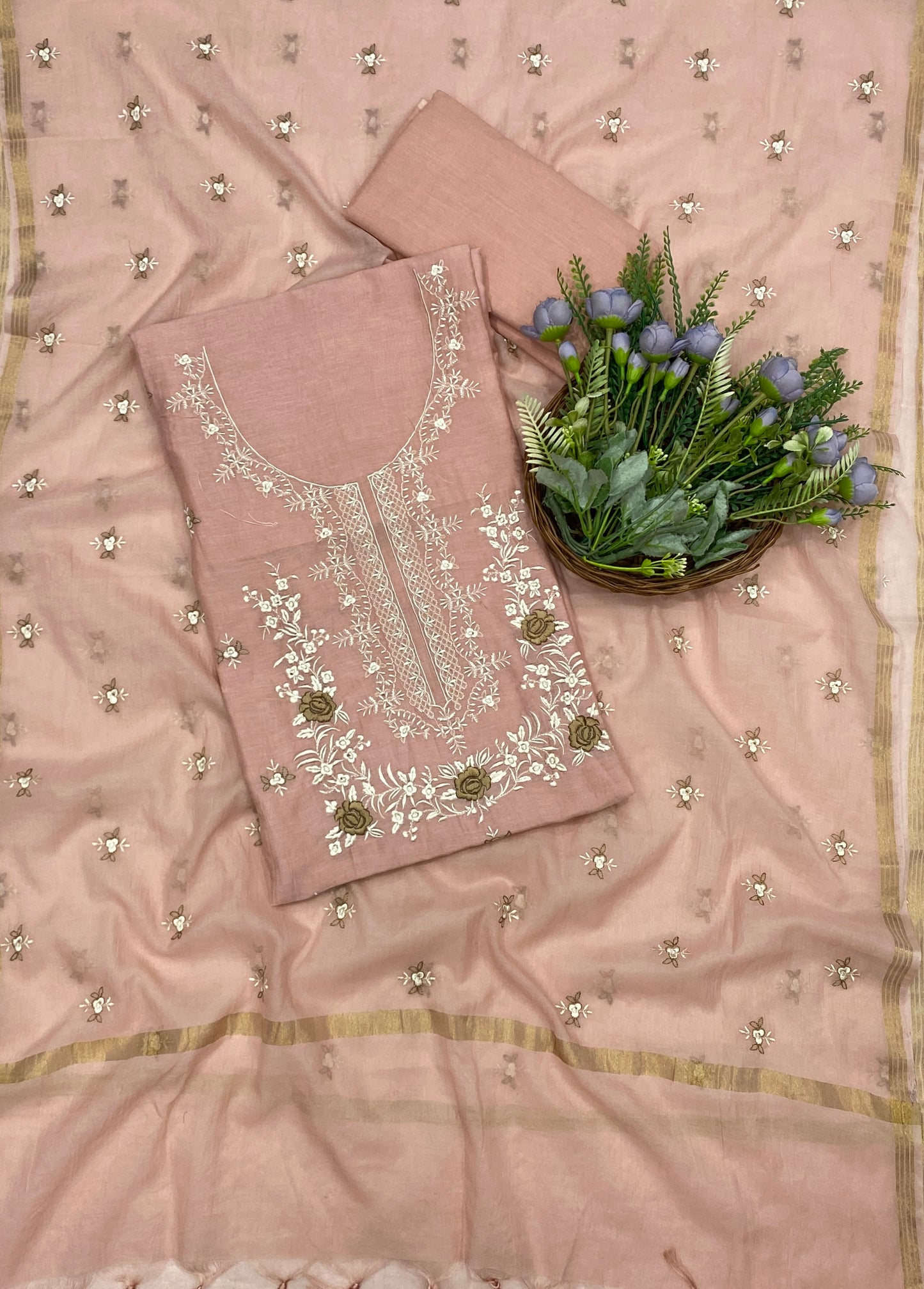 705B Mul Cotton Dusty Peach Color Suit Fabric / CKC Mul Cotton