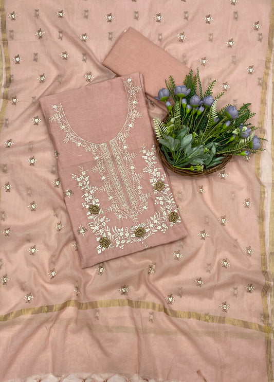 705B Mul Cotton Dusty Peach Color Suit Fabric / CKC Mul Cotton