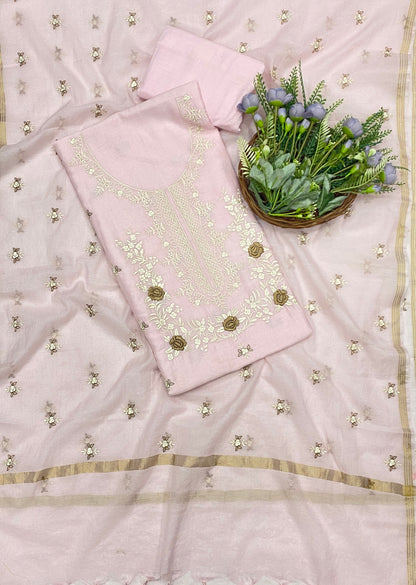 706B Mul Cotton Light Pink Color Suit Fabric / CKC Mul Cotton