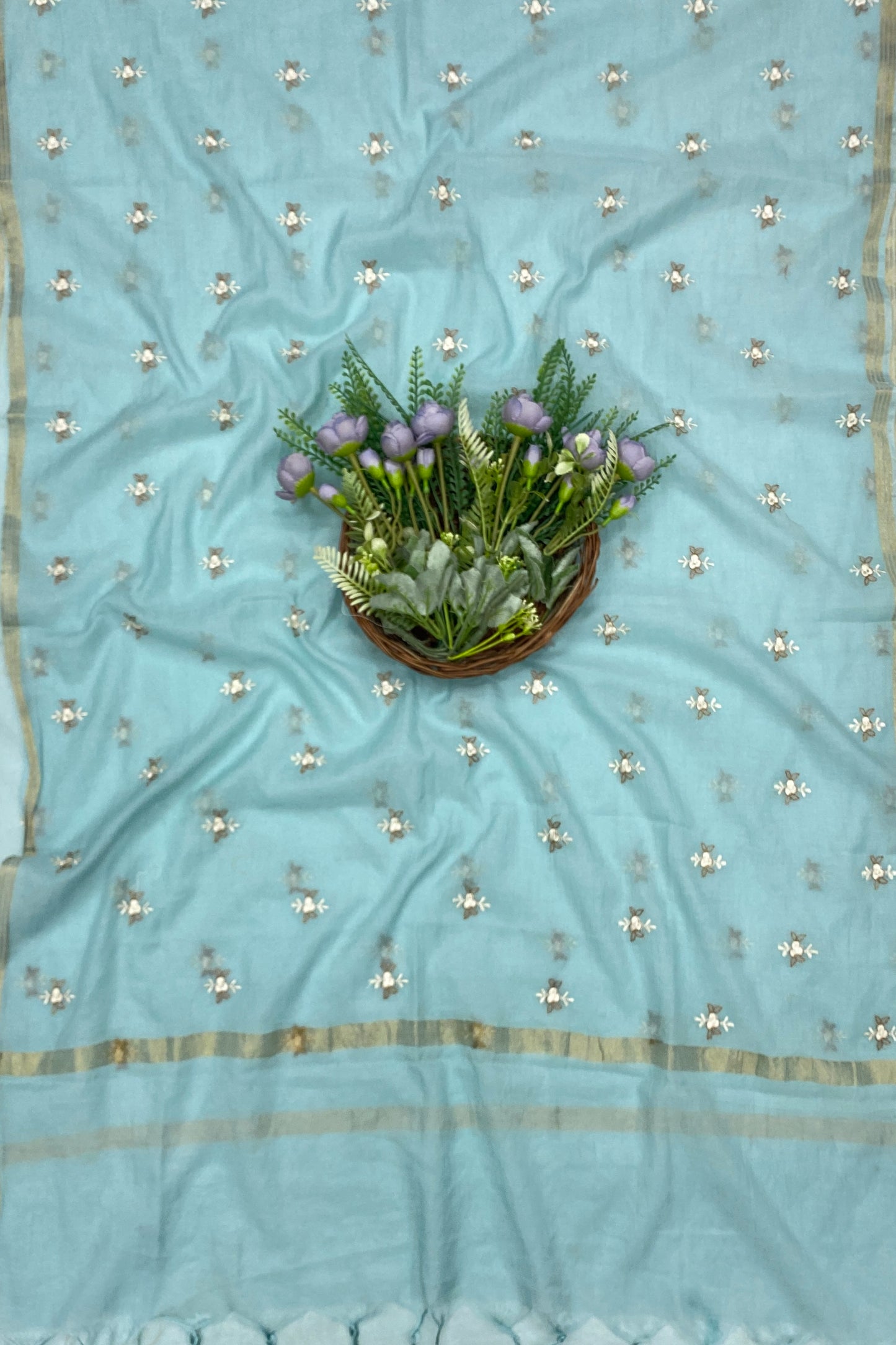 707B Mul Cotton Sky Blue Color Suit Fabric / CKC Mul Cotton