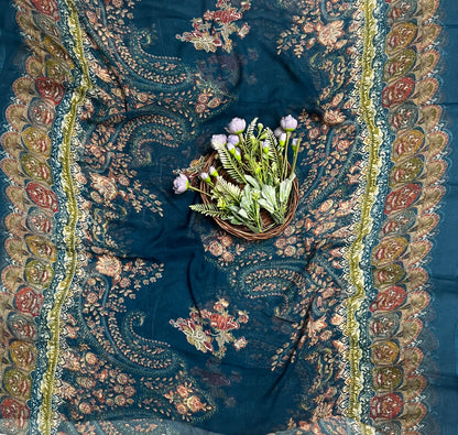 211 Embroidery Cotton Dark Blue Suit Fabric / CKC Cotton Bazaar