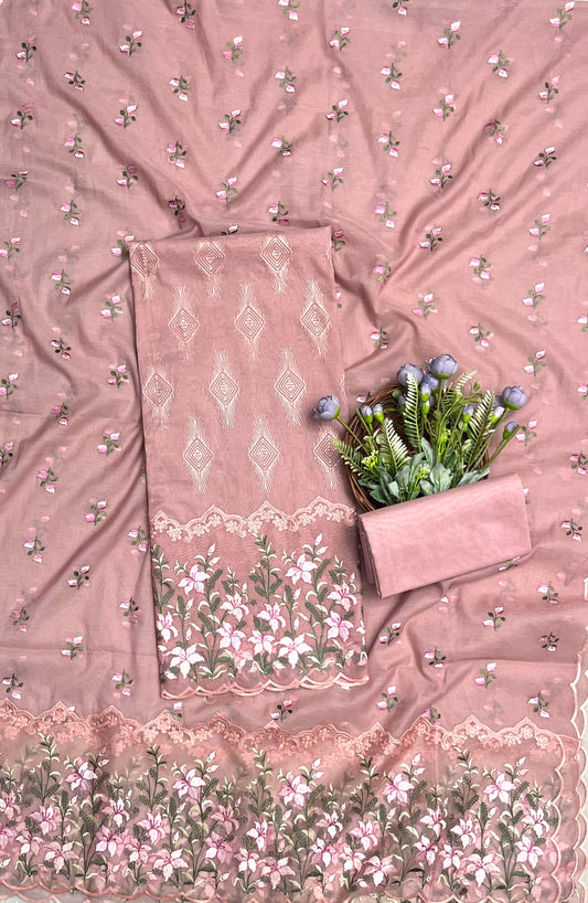 माल कॉटन डस्टी गुलाबी सूट फैब्रिक / कॉटन बाज़ार