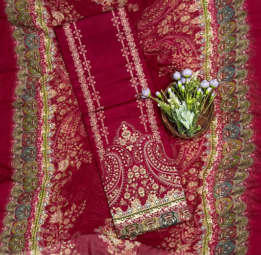 80A Cotton Dark Red Suit Fabric / CKC Cotton Bazaar