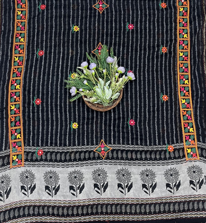 551B Cotton Black With Grey suit Fabric / CKC Cotton Bazaar