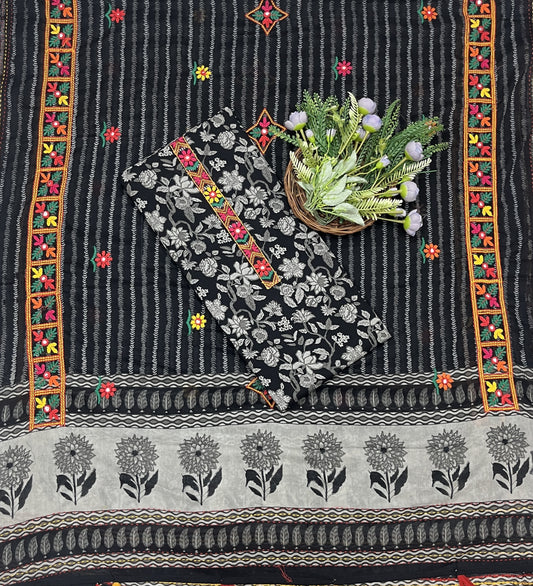 551B Cotton Black With Grey suit Fabric / CKC Cotton Bazaar
