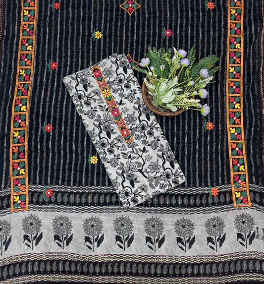 550B Cotton Grey and Black suit Fabric / CKC Cotton Bazaar