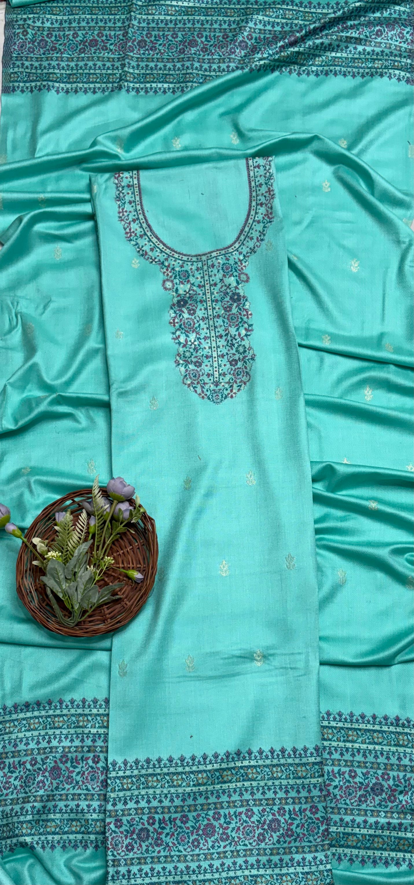 Pashmina Light Sea Green Suit Fabric/ CKC Winter Suits