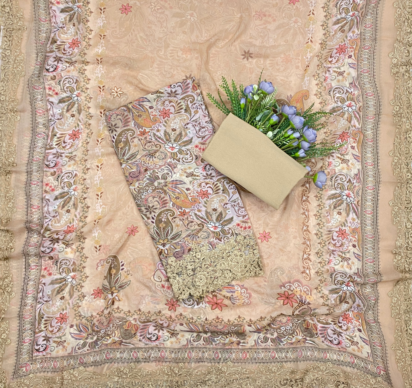 766B Georgette Soft Peach Suit Fabric / CKC Georgette Suits