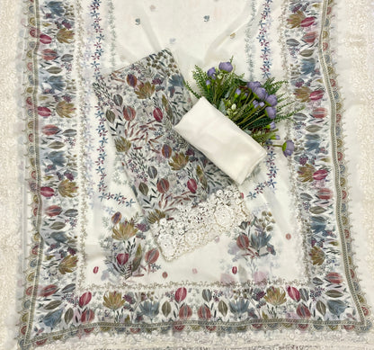 772B Georgette Off White  Suit Fabric / CKC Georgette Suits