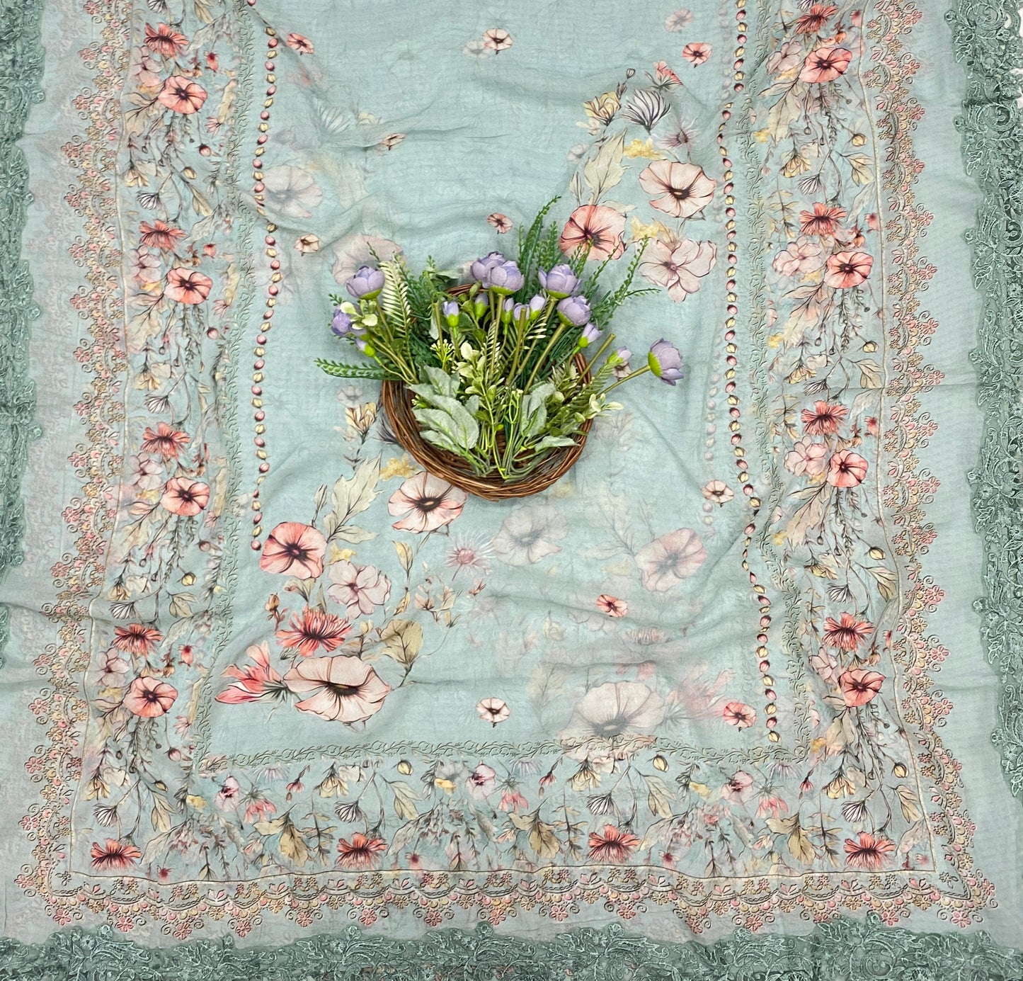 758B Georgette Mint Green Suit Fabric / CKC Georgette Suits