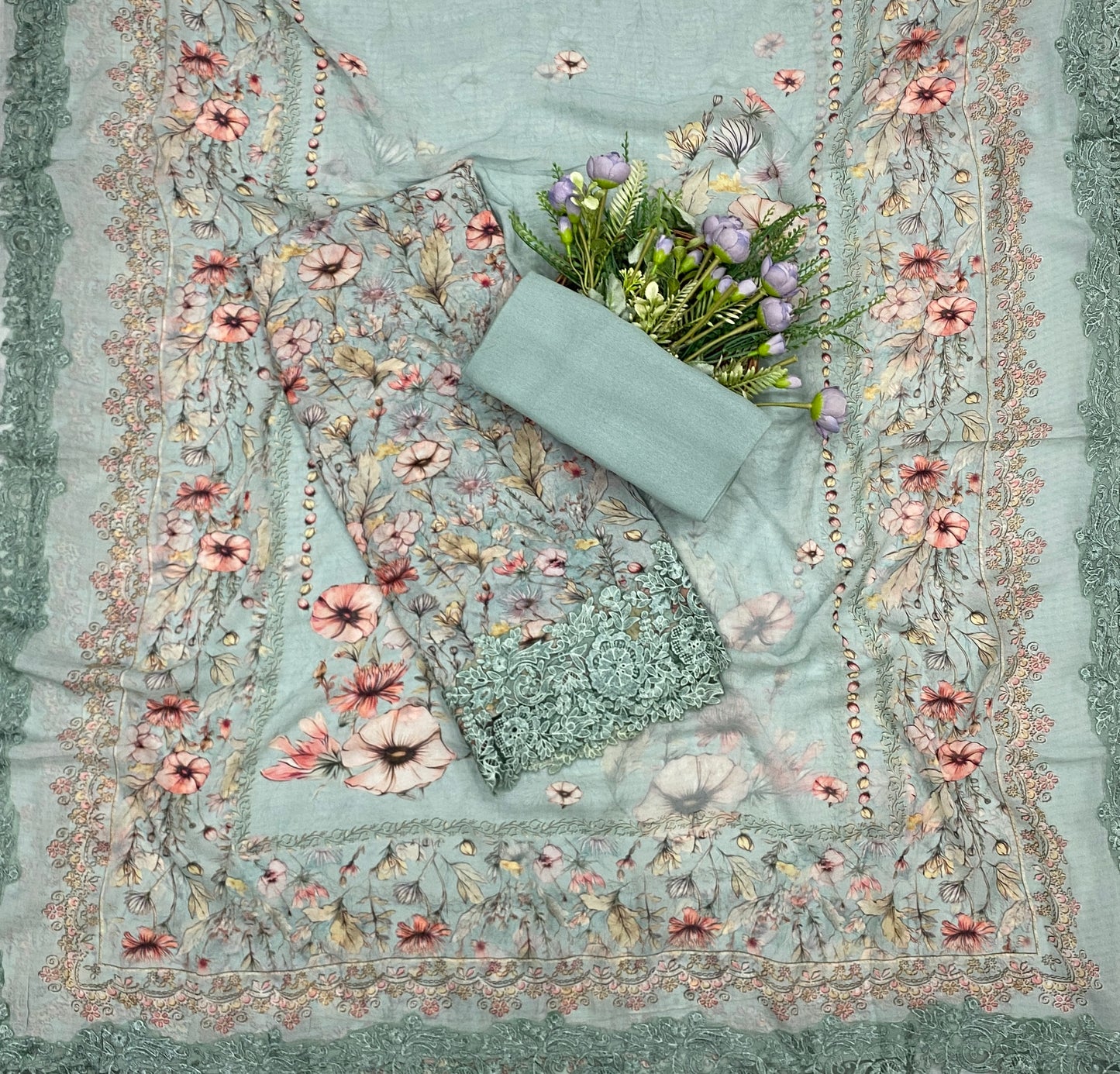 758B Georgette Mint Green Suit Fabric / CKC Georgette Suits