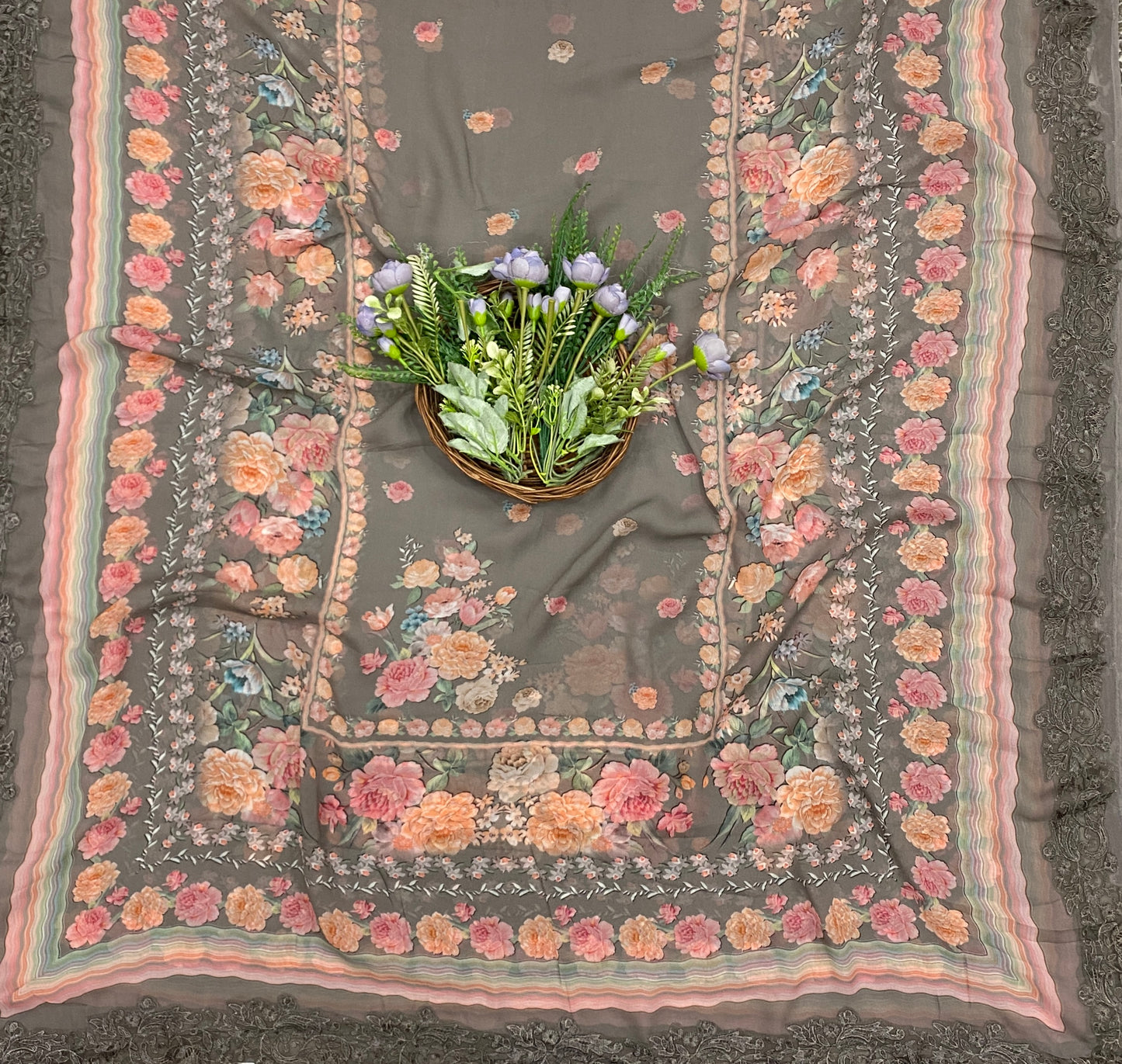 762B Georgette Dusty Grey Suit Fabric / CKC Georgette Suits