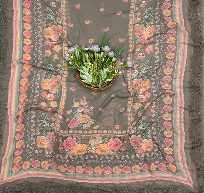 762B Georgette Dusty Grey Suit Fabric / CKC Georgette Suits