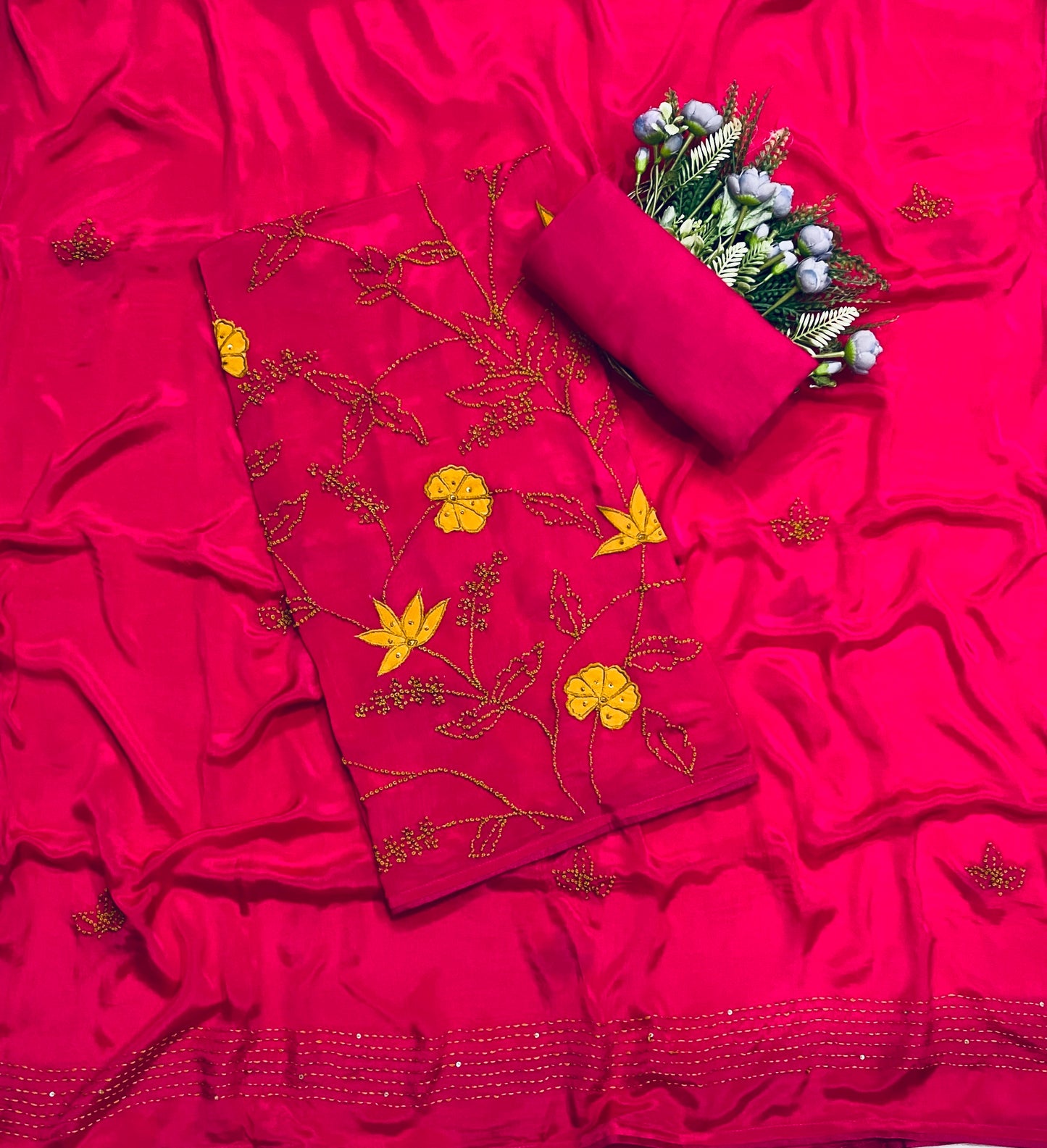 799B Chinon Magenta Suit Fabric / CKC Phoolon Ka Ghar