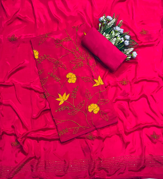 799B Chinon Magenta Suit Fabric / CKC Phoolon Ka Ghar