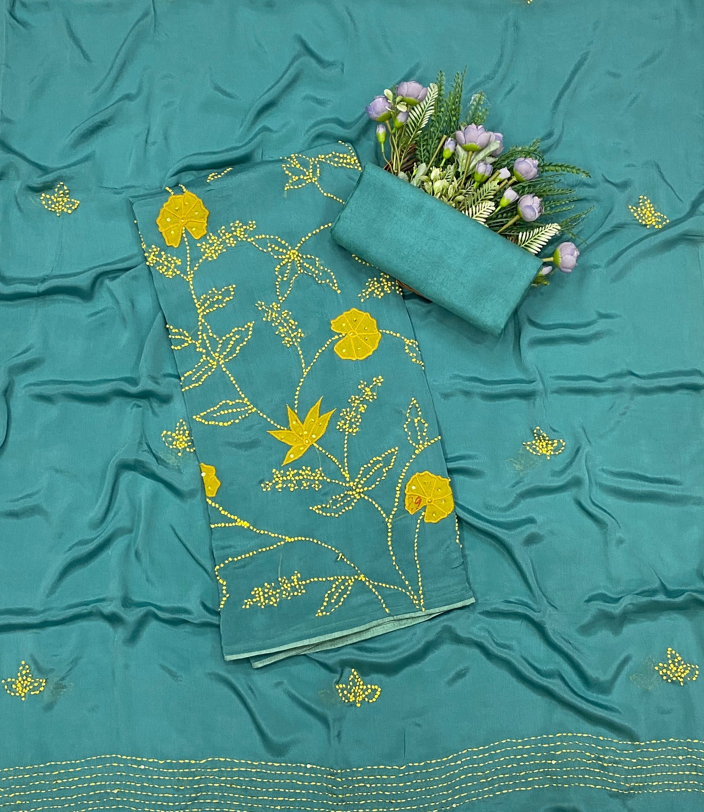 798B Chinon Sea Green Suit Fabric / CKC Phoolon Ka Ghar
