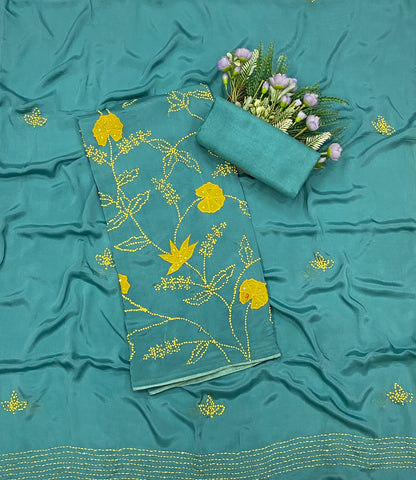 798B Chinon Sea Green Suit Fabric / CKC Phoolon Ka Ghar